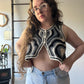Cream and Black Vest/Top