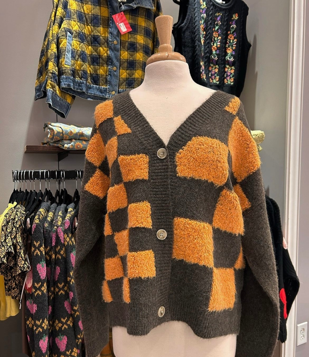 Checker Cardigan