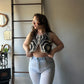 Cream and Black Vest/Top